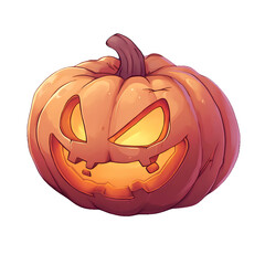 Pumpkin with carved face for Halloween, cartoon style, isolated
