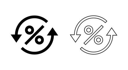 Circle rate convert percent icon. Round exchange concept