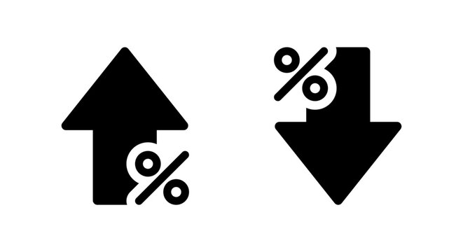 Percent growth and decline icon. Increase and decrease percentage arrow concept