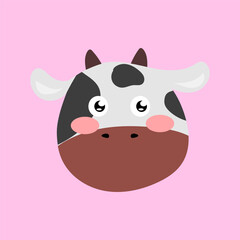 head cow cartoon illustration character. animal forest cartoon