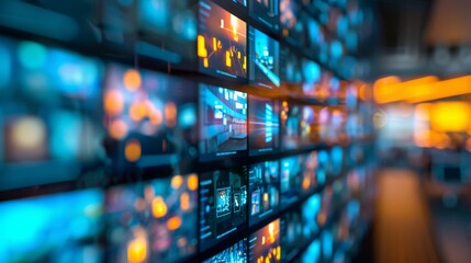 Futuristic Digital Wall of Data Streams and Information Overload