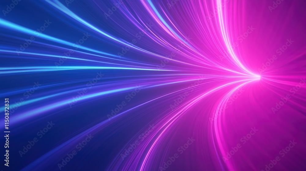 Poster glowing blue and purple neon circuit board lines creating dynamic abstract motion in futuristic desi