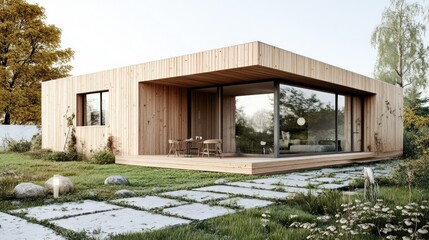 Modern Wooden Cabin Design: Sustainable Architecture in Tranquil Landscape