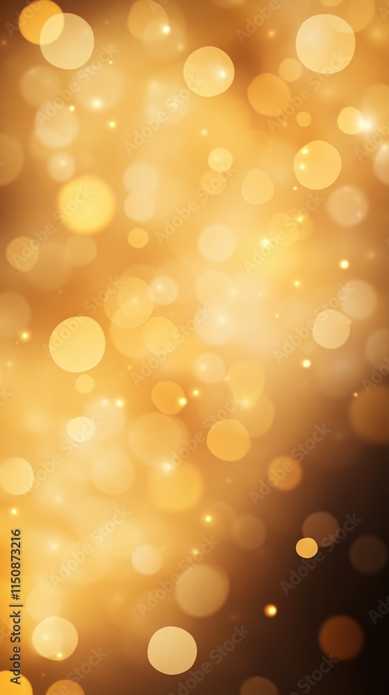 Poster warm golden particles forming enchanting bokeh effect with sparkling glow, perfect for festive backg