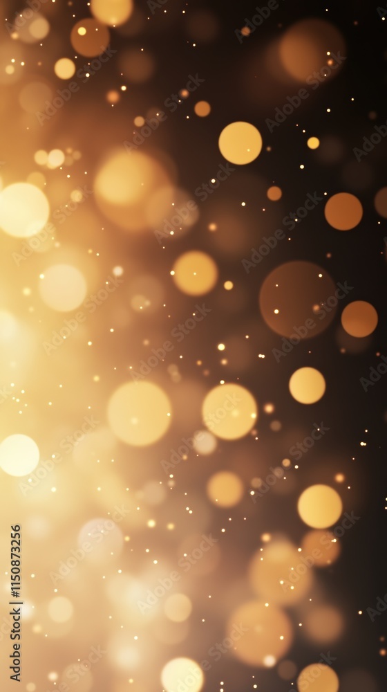 Poster golden particles creating stunning bokeh effect with warm glow and atmospheric ambiance for festive 