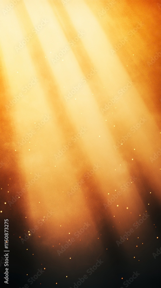 Poster golden sunlight rays with dust particles creating a warm atmospheric glow ideal for nature and autum