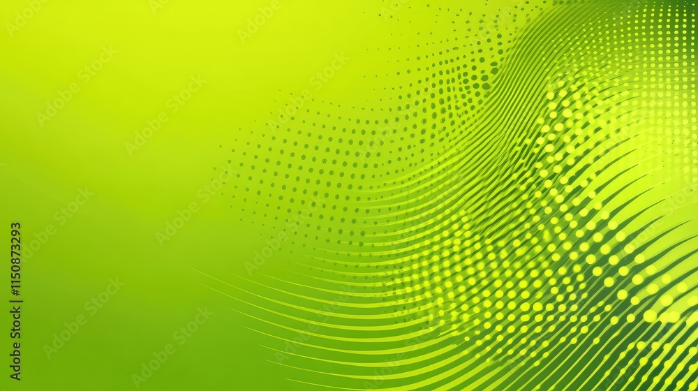 Poster abstract green background with wave patterns and dotted design