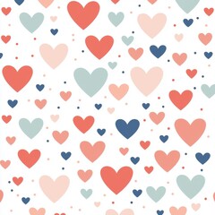 valentines Seamless Pattern. Soft Pastel Heart Pattern with Delicate Tiny Hearts for Background Design