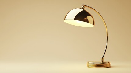 Elegant Gold Desk Lamp with Curved Design and Soft Light Glow