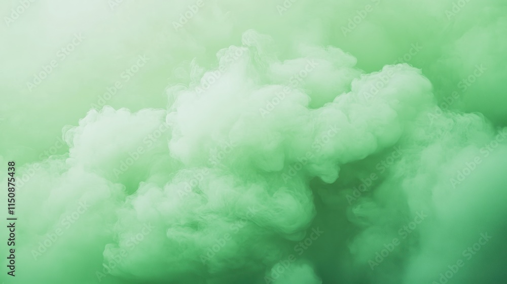 Poster green cloudscape with ethereal mist and zero gravity effect in a dreamlike atmosphere perfect for fu