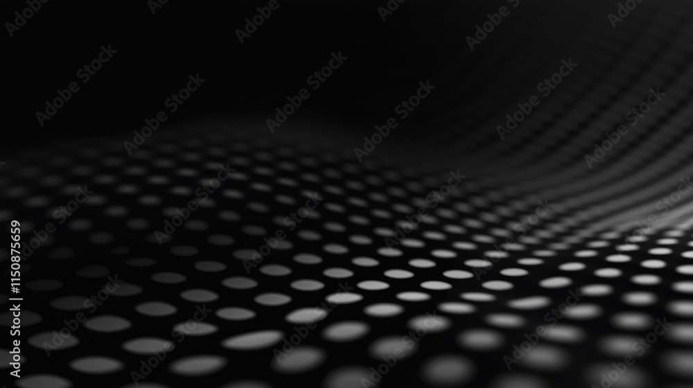 Poster halftone dots background with abstract loops in 16:9 style featuring black and white wave design for
