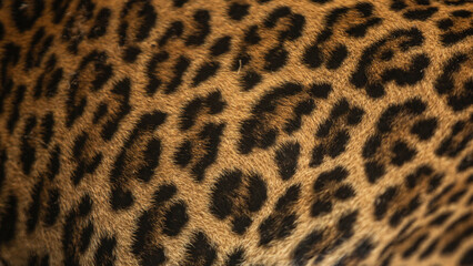 Close up of leopard fur, animal skin texture background