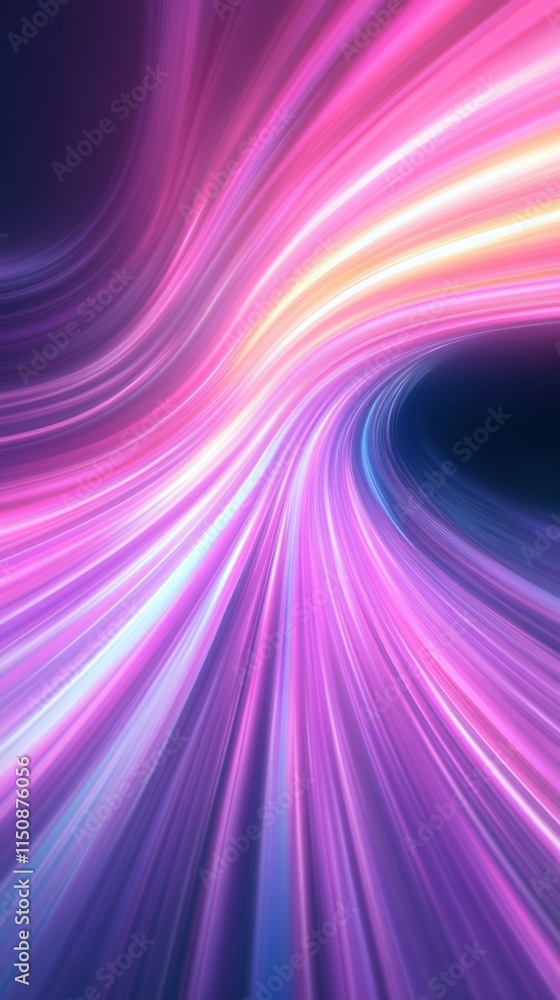 Poster abstract colorful light warp tunnel loop in vivid neon hues with dynamic motion effects and vibrant 