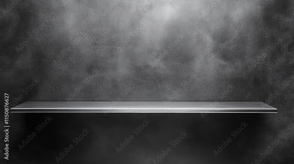 Aufkleber empty silver shelf on dark background for display or presentation