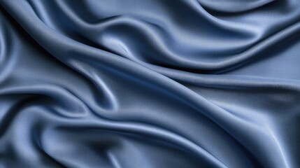 Fototapeta premium Elegant Blue Silk Fabric Draped in Soft Waves and Creases