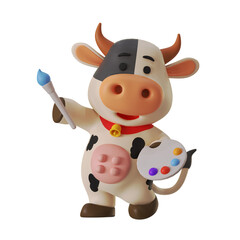Mascot Cute Cow Painting art