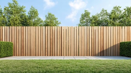 Wooden Fence Surrounded by Greenery and Blue Sky in Daylight