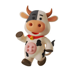 Mascot Cute Cow Walking Pose
