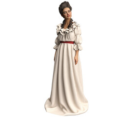 Naklejka premium 3D Rendered Historical Vintage Marie Antoinette Robe a la Reign Woman with Curled Beehive Hair 