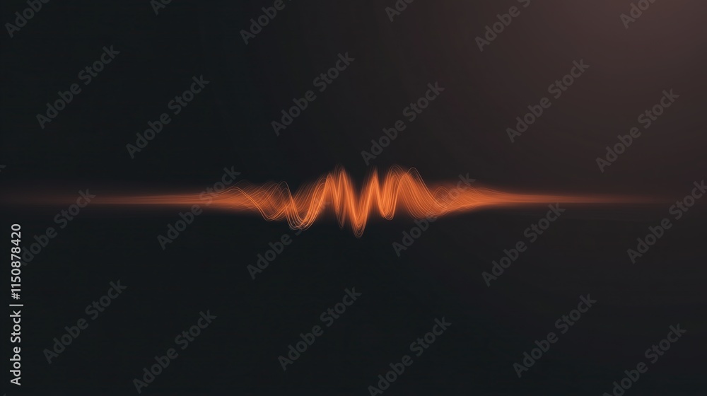 Poster abstract monochrome waveform design featuring vibrant orange lines on black background illustrating 