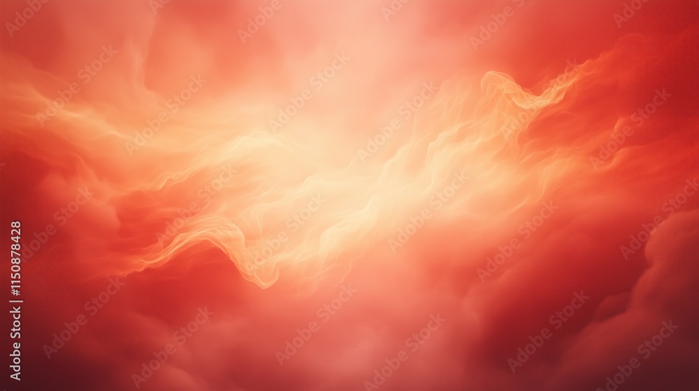 Poster monochromatic ethereal glowing abstract flame loop artwork in vivid shades of red and orange with lu