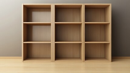 Fototapeta premium Modern Wooden Shelves in Minimalist Interior Design Space