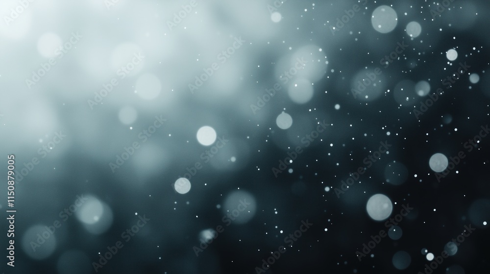 Poster ethereal floating dust particles on moody black background featuring light bokeh and dreamy atmosphe