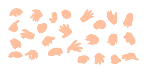 set of human hand gesture isolated on white background. hand element stock