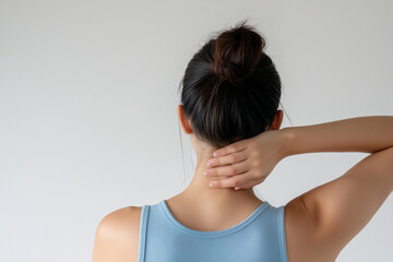 Woman Holding Neck in Discomfort