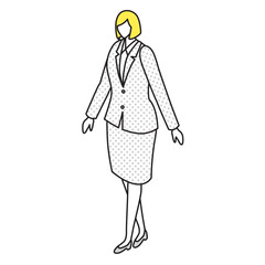 アイソメトリック_スーツ姿で歩いている女性のイラスト