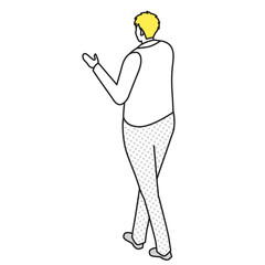 アイソメトリック_オフィスカジュアルで歩いている男性の後ろ姿のイラスト