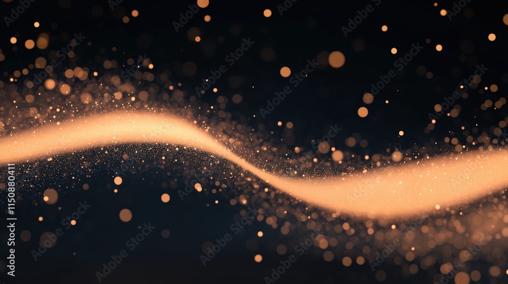 Poster dynamic abstract particles flowing in wind against fiery background capturing energy and motion in s