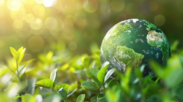 Ecology and environment concept with green planet Earth