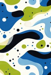 Abstract Blue, Green, and Black Liquid Shapes on White Background