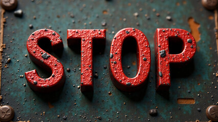 the word STOP in old letterpress type. NEW IMAGE 