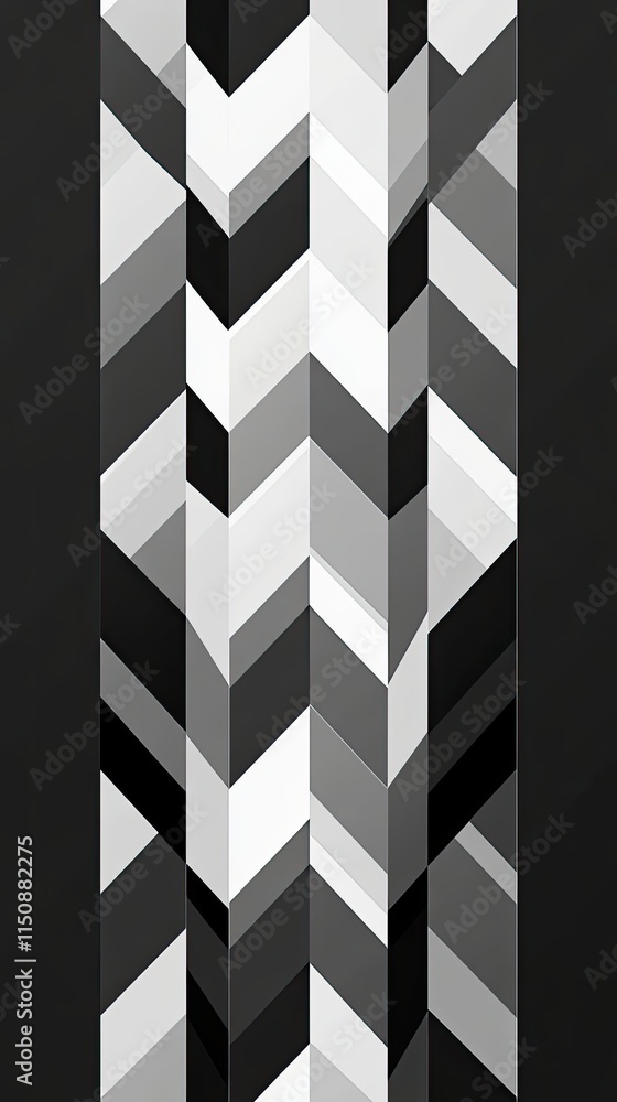 Poster abstract grayscale chevron pattern design with geometric shapes