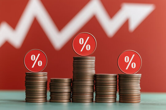 Interest Rate Concept with Coins and Graph