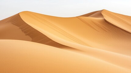 Serene nature concept. Stunning view of golden sand dunes under a clear sky, showcasing nature's beauty.