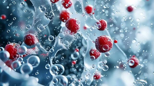 Several particles indulging in a refreshing spa snack made up of tiny tasty antiparticles and a sprinkling of energy.