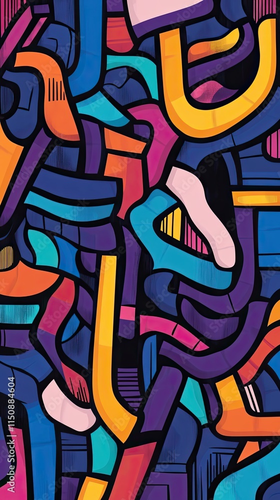Poster abstract colorful interlocking shapes design