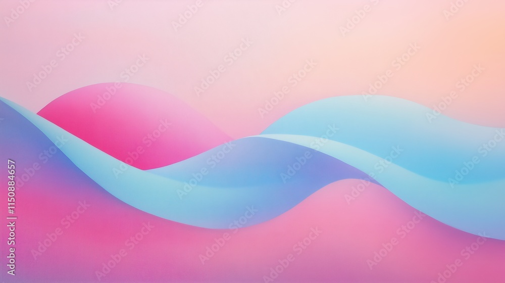 Poster surreal undulating organic shapes in soft pink and blue tones abstract background for modern design 