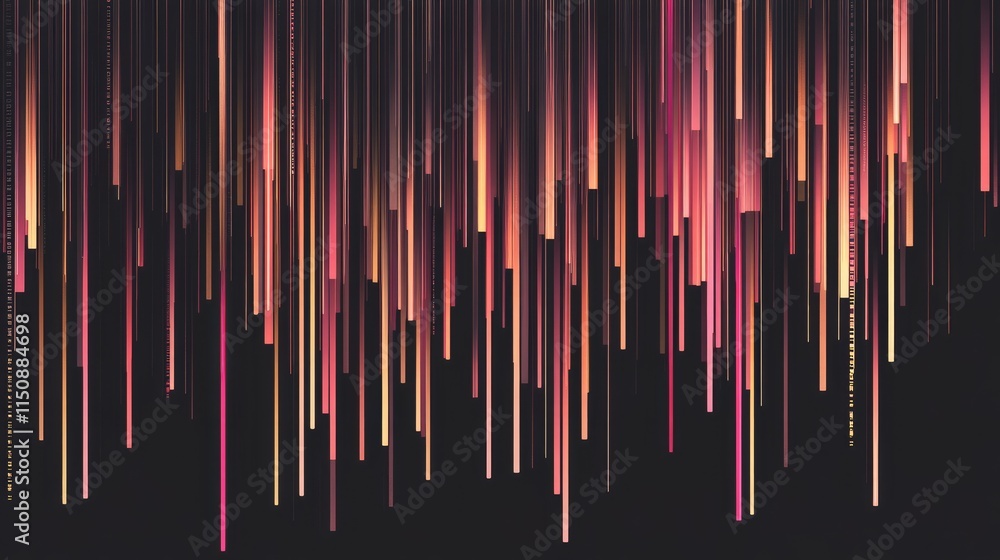 Poster abstract gradient lines on dark background creating vibrant visuals