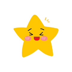 cartoon star emoticon isolated on white background. smile, laugh, sad, smirk, wink. emoji cartoon