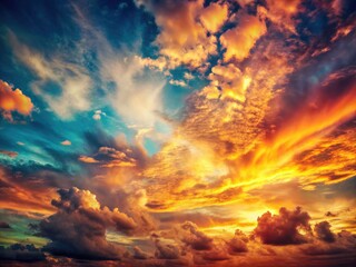 Naklejka premium Summer Solstice Twilight Sky: Marble Effect Vintage Photography