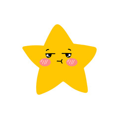 Obraz premium cartoon star emoticon isolated on white background. smile, laugh, sad, smirk, wink. emoji cartoon