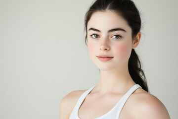 Naklejka premium Elegant Portrait of Young Woman with Natural Beauty