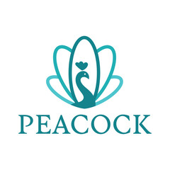 peacock flat minimalist logo design