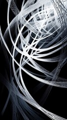 Naklejka premium Abstract White Lines Intertwined On Black Background