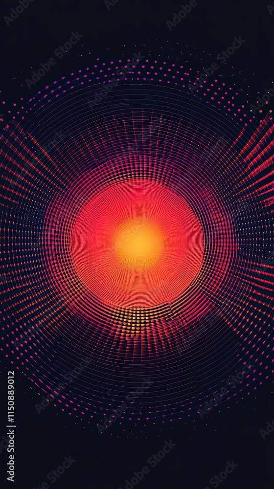 Poster abstract radiating circular light pattern design