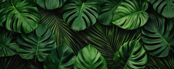 Greenery palms idea. A vibrant collection of lush green leaves creating a natural, tropical atmosphere.